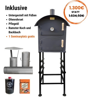 Holzbackofen le Rond mit Gew�lbe mit Untergestell JETZT 1300 Euro STATT 1634,50 Euro